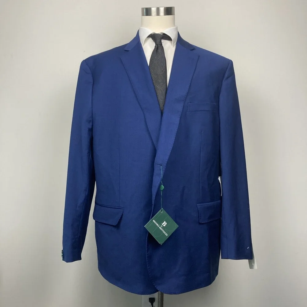 B By Brooks Brothers Men's Blue Classic-Fit‎ Stretch Wool Suit Jacket Size 54R